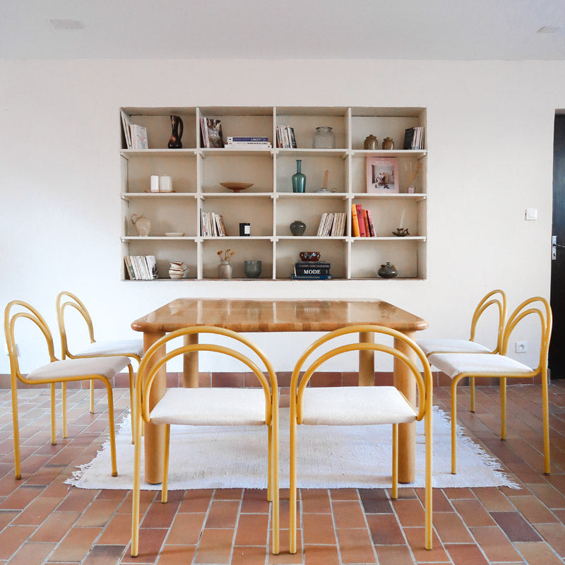 6-chaises-italiennes-tube-acier-laque-jaune-design-annees-90