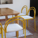 6 chaises italiennes tube acier laqué jaune – design années 90
