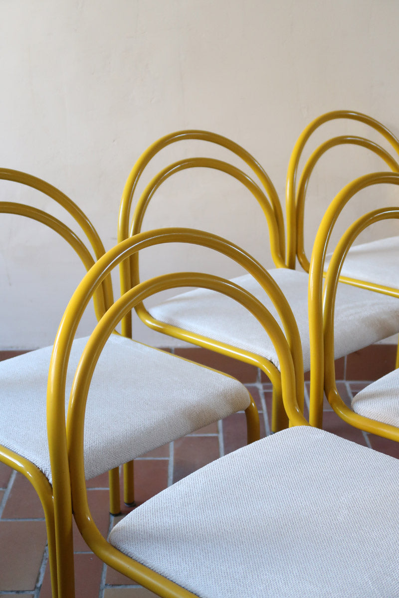6-chaises-italiennes-tube-acier-laque-jaune-design-annees-90