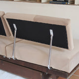 Banquette convertible vintage années 50-60, bâti bois, supports de dossier tube chromé cintré, velours taupe, tiroir de rangement