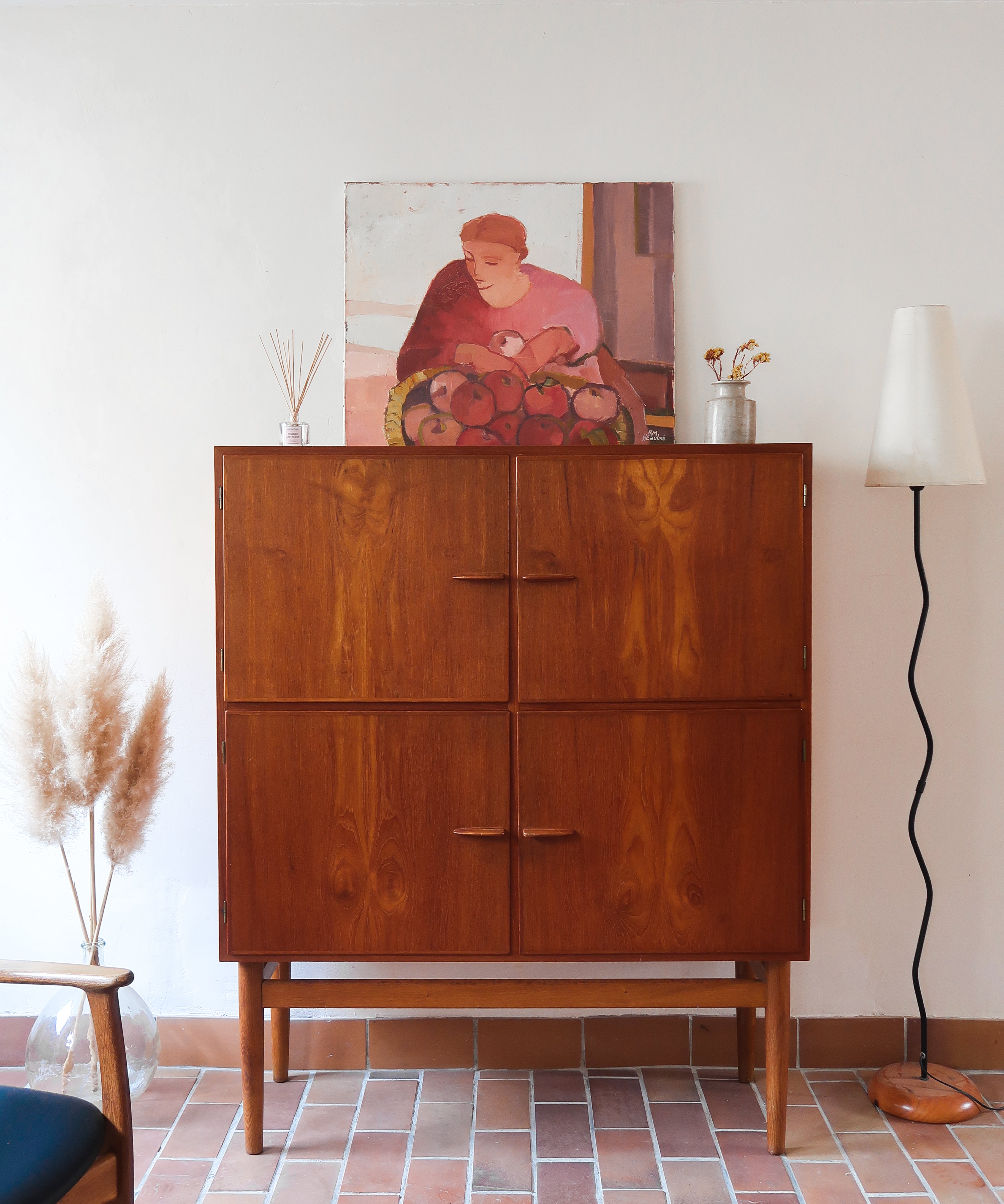 bibliothèque haute scandinave en teck danemark années 60 design nordique vintage