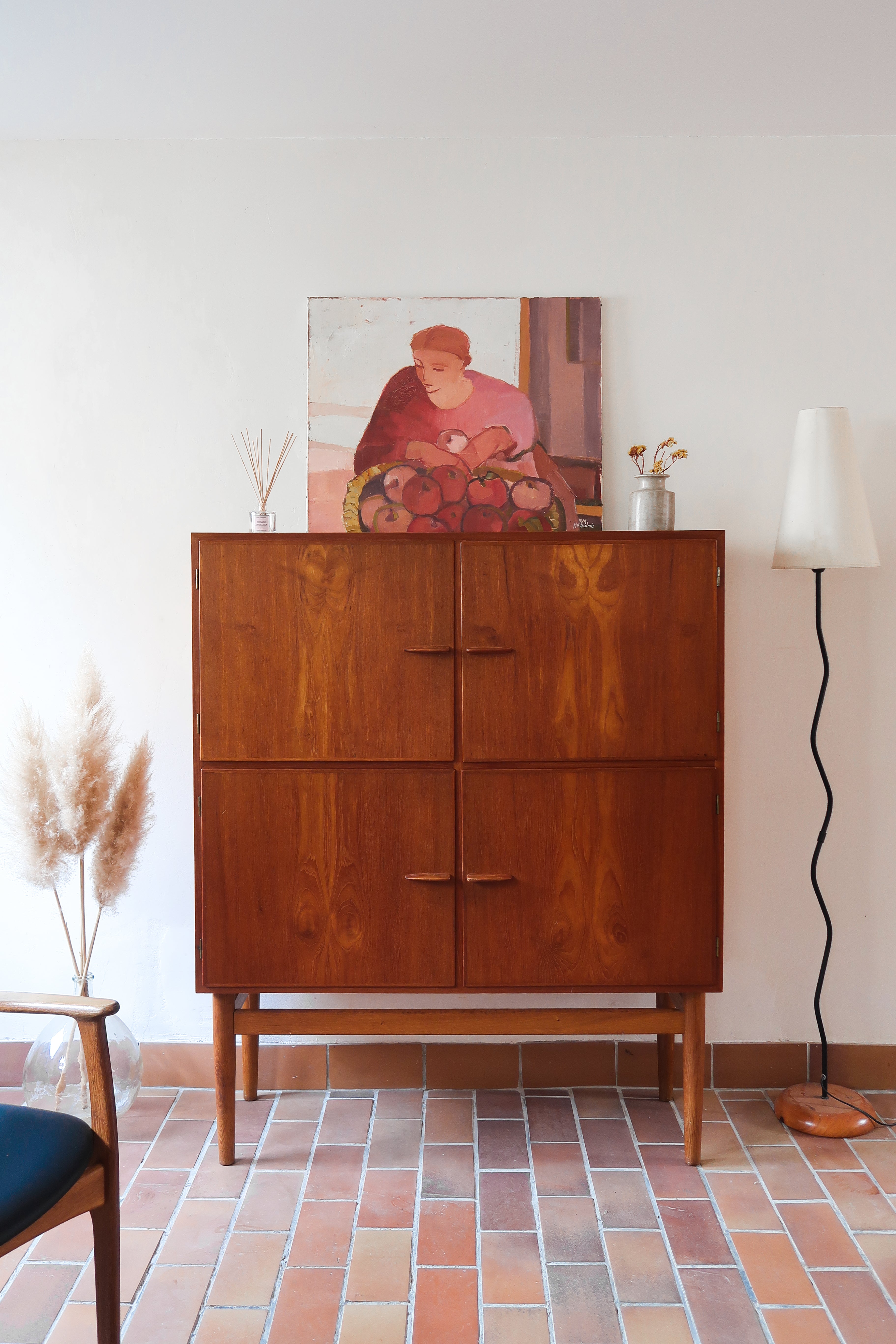 bibliothèque haute scandinave en teck danemark années 60 design nordique vintage