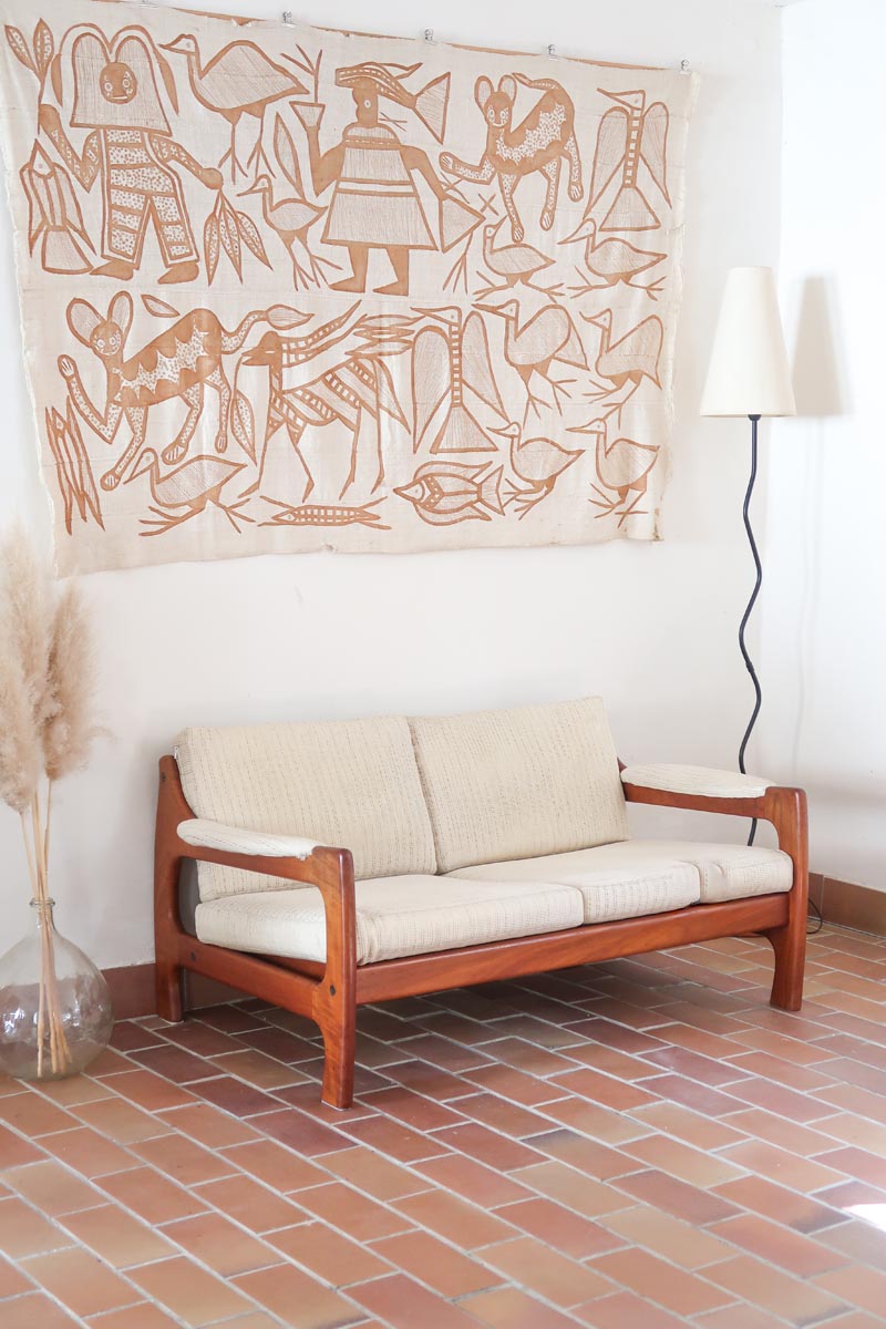 Canapé scandinave 2 places en teck – design nordique années 60/70