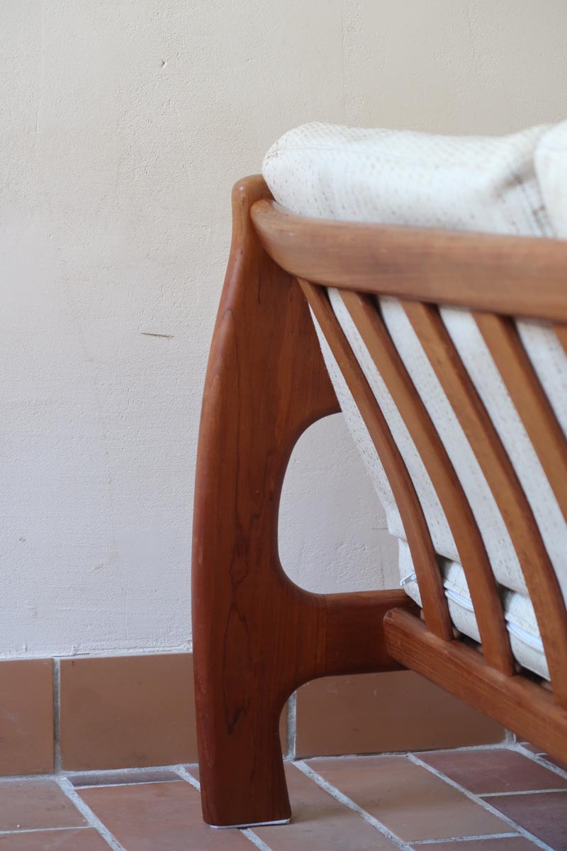 Canapé scandinave 2 places en teck – design nordique années 60/70