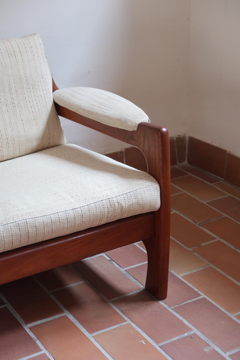 Canapé scandinave 2 places en teck – design nordique années 60/70