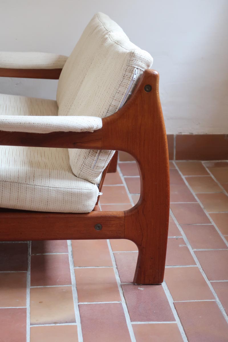 Canapé scandinave 2 places en teck – design nordique années 60/70