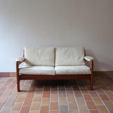 Canapé scandinave 2 places en teck – design nordique années 60/70