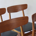 chaise farstrup scandinave vintage teck assise noire  ensemble