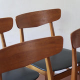 chaise farstrup scandinave vintage teck assise noire  ensemble