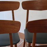 chaise farstrup scandinave vintage teck assise noire  ensemble