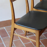 chaise farstrup scandinave vintage teck assise noire  ensemble