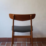 chaise farstrup scandinave vintage teck assise noire  ensemble