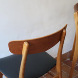 chaise farstrup scandinave vintage teck assise noire  ensemble