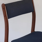 Chaise scandinave vintage en teck et tissu bleu – années 60