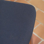 Chaise scandinave vintage en teck et tissu bleu – années 60