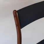 Chaise scandinave vintage en teck et tissu bleu – années 60