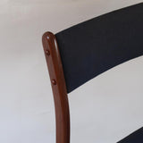 Chaise scandinave vintage en teck et tissu bleu – années 60