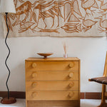 commode scandinave chêne clair mélaminé blanc années 70 design nordique vintage