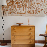 commode scandinave chêne clair mélaminé blanc années 70 design nordique vintage