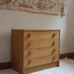 commode scandinave chêne clair mélaminé blanc années 70 design nordique vintage