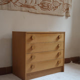 commode scandinave chêne clair mélaminé blanc années 70 design nordique vintage