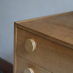 commode scandinave chêne clair mélaminé blanc années 70 design nordique vintage