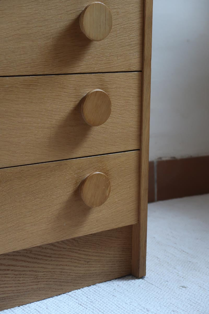 commode scandinave chêne clair mélaminé blanc années 70 design nordique vintage