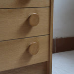 commode scandinave chêne clair mélaminé blanc années 70 design nordique vintage