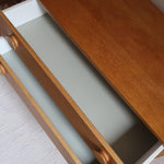 commode scandinave chêne clair mélaminé blanc années 70 design nordique vintage