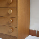 commode scandinave chêne clair mélaminé blanc années 70 design nordique vintage