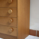 commode scandinave chêne clair mélaminé blanc années 70 design nordique vintage