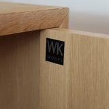 Enfilade mid-century en chêne clair WK Möbel années 60, 4 tiroirs et 2 portes coulissantes, socle plein, design allemand