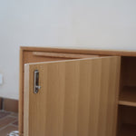 Enfilade mid-century en chêne clair WK Möbel années 60, 4 tiroirs et 2 portes coulissantes, socle plein, design allemand