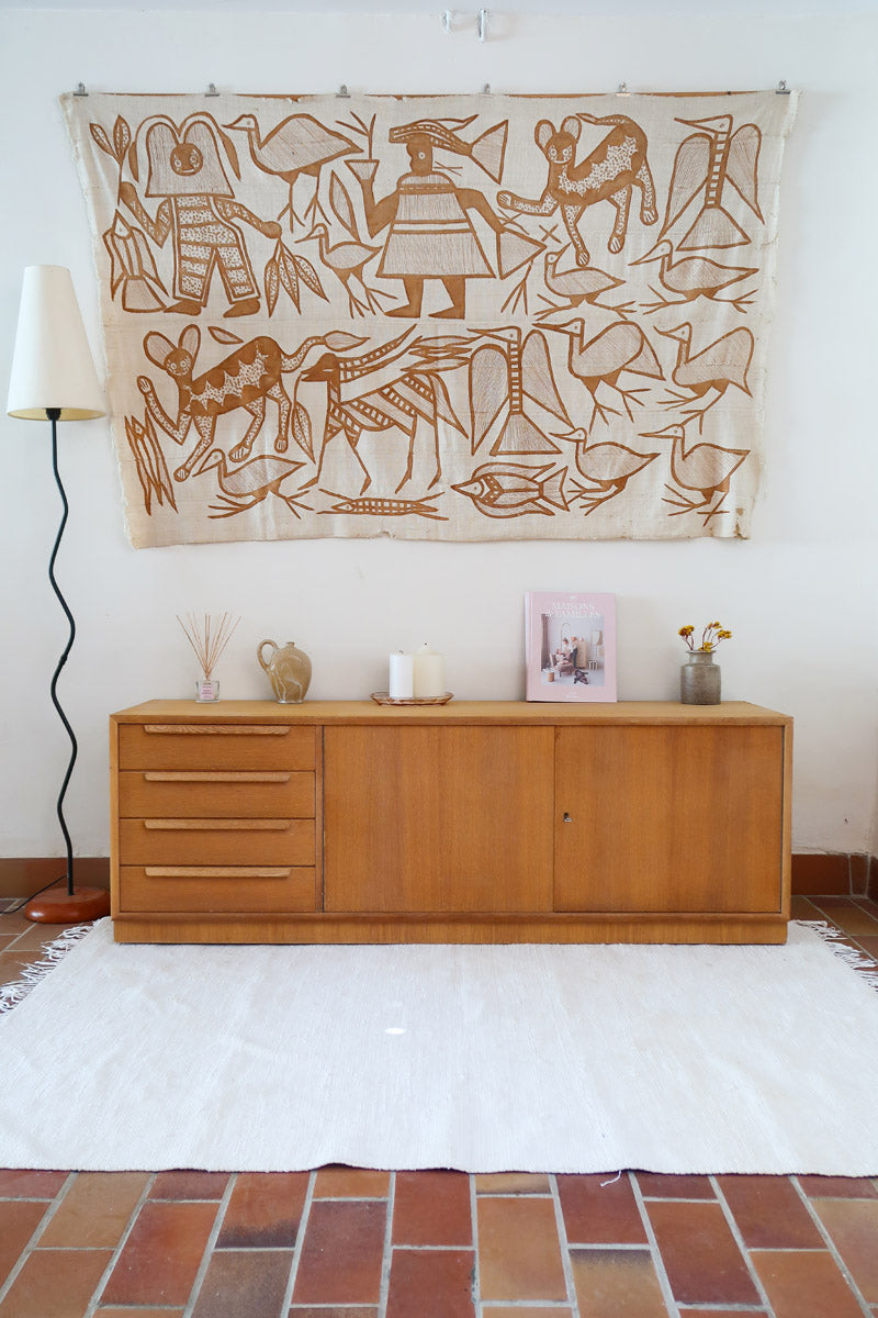 Enfilade mid-century en chêne clair WK Möbel années 60, 4 tiroirs et 2 portes coulissantes, socle plein, design allemand