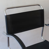 Fauteuil cantilever vintage acier chromé skaï noir – style Bauhaus