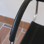 Fauteuil cantilever vintage acier chromé skaï noir – style Bauhaus