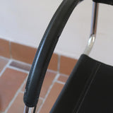 Fauteuil cantilever vintage acier chromé skaï noir – style Bauhaus