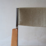 Fauteuil moderniste vintage en métal chromé et bois avec assise beige signé Noblef Bandixen pour Kusch & Co.