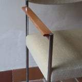 Fauteuil moderniste vintage en métal chromé et bois avec assise beige signé Noblef Bandixen pour Kusch & Co.