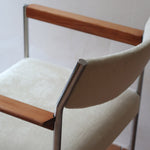 Fauteuil moderniste vintage en métal chromé et bois avec assise beige signé Noblef Bandixen pour Kusch & Co.