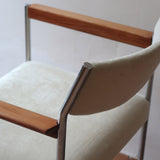 Fauteuil moderniste vintage en métal chromé et bois avec assise beige signé Noblef Bandixen pour Kusch & Co.