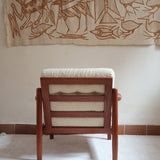 fauteuil scandinave en teck bouclette écrue attribué à børge jensen & sønner danemark années 60