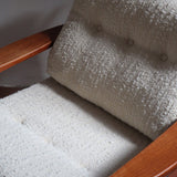 fauteuil scandinave en teck bouclette écrue attribué à børge jensen & sønner danemark années 60