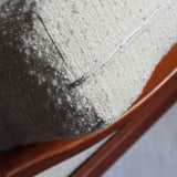 fauteuil scandinave en teck bouclette écrue attribué à børge jensen & sønner danemark années 60