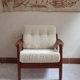 fauteuil scandinave en teck bouclette écrue attribué à børge jensen & sønner danemark années 60