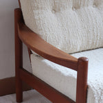 fauteuil scandinave en teck bouclette écrue attribué à børge jensen & sønner danemark années 60