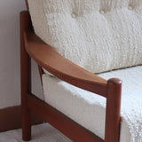 fauteuil scandinave en teck bouclette écrue attribué à børge jensen & sønner danemark années 60