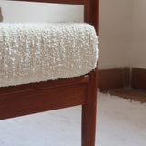 fauteuil scandinave en teck bouclette écrue attribué à børge jensen & sønner danemark années 60