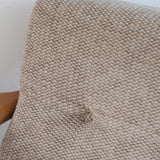 Fauteuil vintage allemand en hêtre et tissu beige 60's