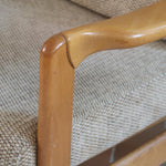Fauteuil vintage allemand en hêtre et tissu beige 60's